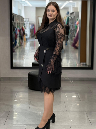 Rochie neagra dantela cu maneci 836 [1]