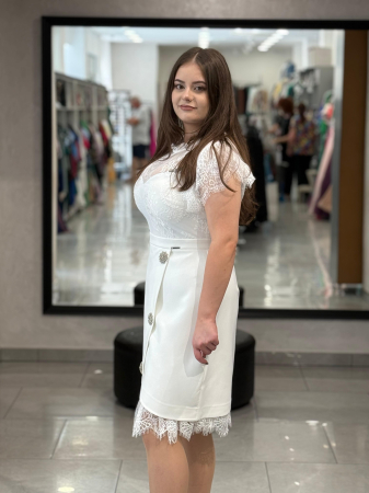 Rochie scurta alba dantela 836 [2]