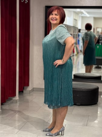 Rochie scurta pliseu degrade verde [2]