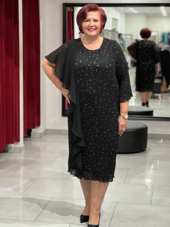 Rochii de seara scurte - Rochie neagra cu model auriu mod. 1705