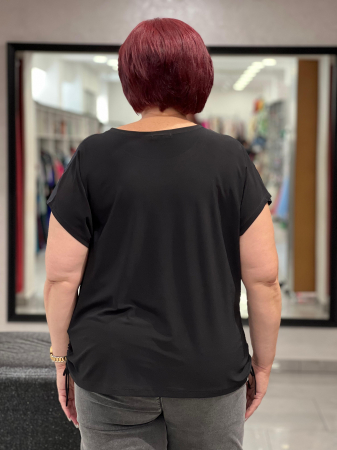 Tricou Emi negru cu model floral si dungi [2]