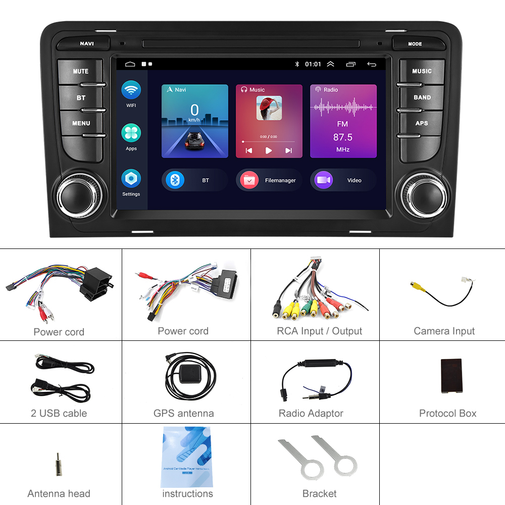 Navigatie Android 2gbRam Carplay Audi A3 S3 2003-2013, gps, wifi, bluetooth, android auto [2]
