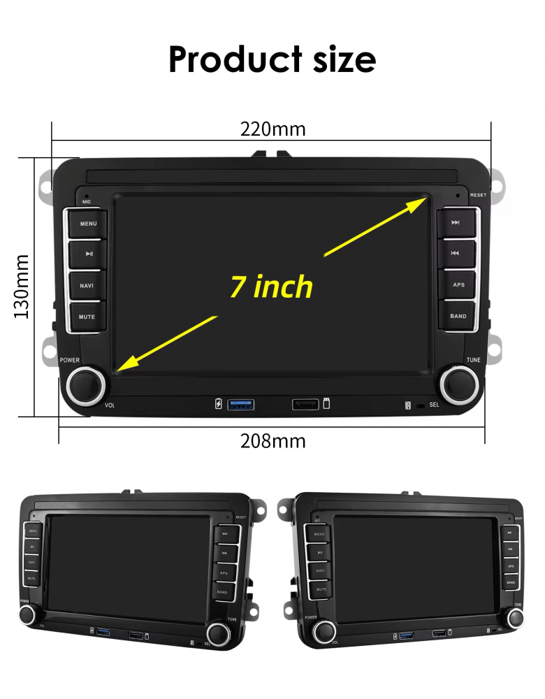 Navigatie Android, 4gbRAM, Carplay slot SIM, Display 7 inch, Carplay, 8 Core, pentru Passat B6,7, Eos, Tiguan, Golf 5,6, Skoda Octavia 2, Caddy, Sharan, Jetta Fabia, Superb, Seat Leon, Altea, Toledo, [5]