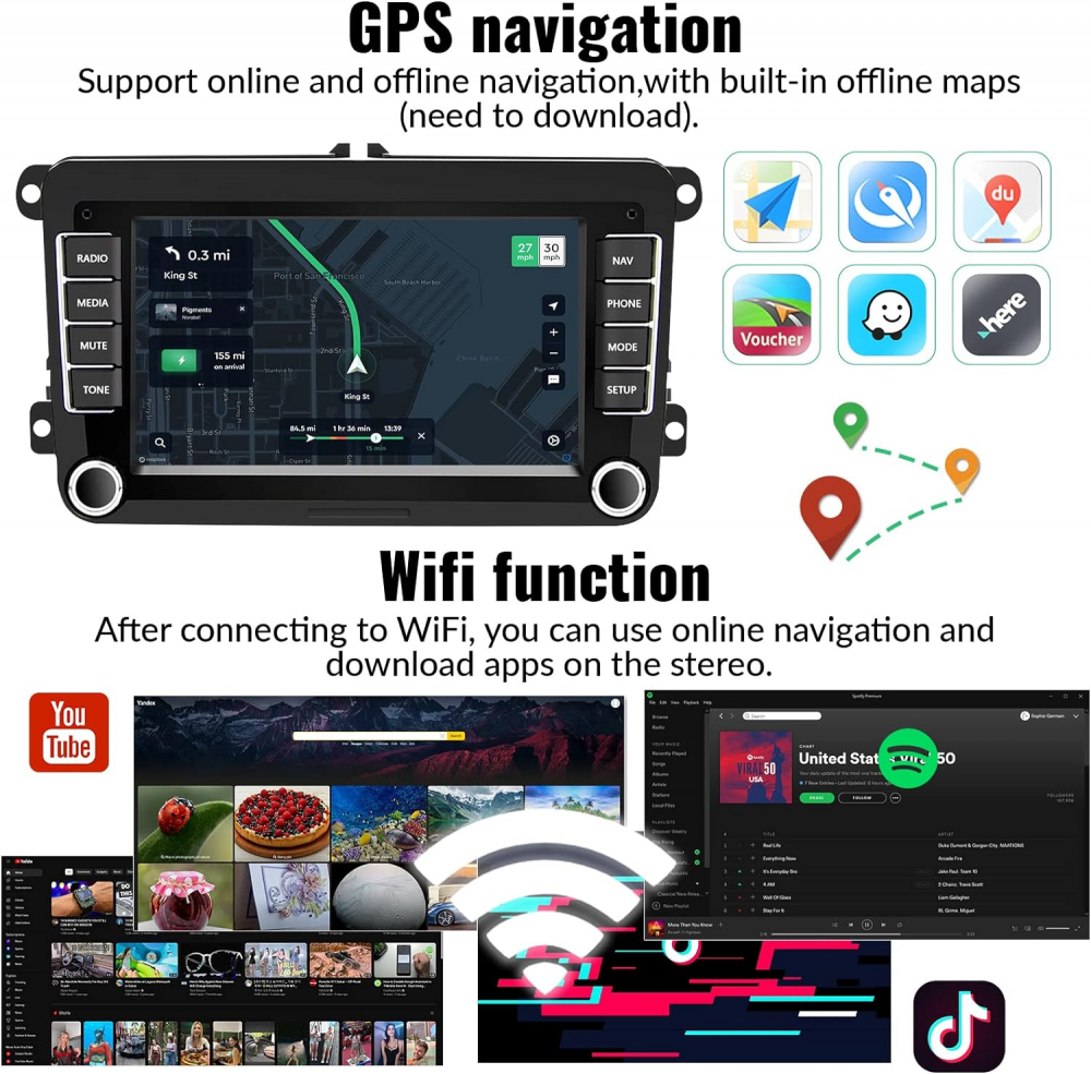 Navigatie Android, 4gb ram, Carplay, Android, pentru VW Passat CC, B7, B6, Golf 5, 6, Touran, Skoda, Octavia, Seat, Wi-Fi, Usb, Canbus Extern [4]