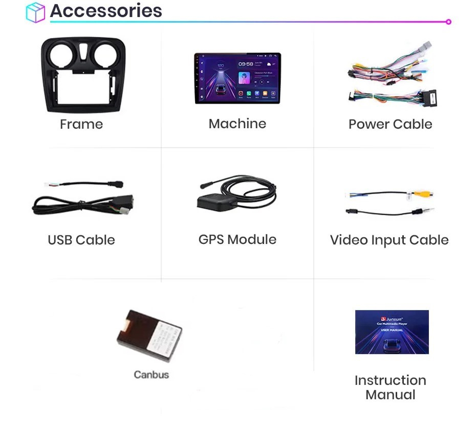 Navigatie JunSun Android, 4GB RAM, Ecran 9″, 64GB ROM, Carplay, Grile aer rotunde, compatibila Dacia Logan, Sandero, GPS, Wifi, Bluetooth [6]