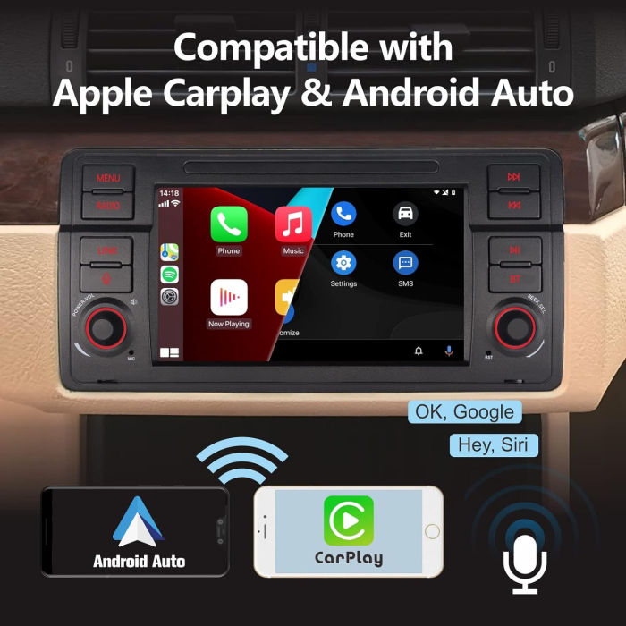 Navigatie Android JunSun 2gbRam BMW E46, carplay, wifi, gps, bluetooth [3]