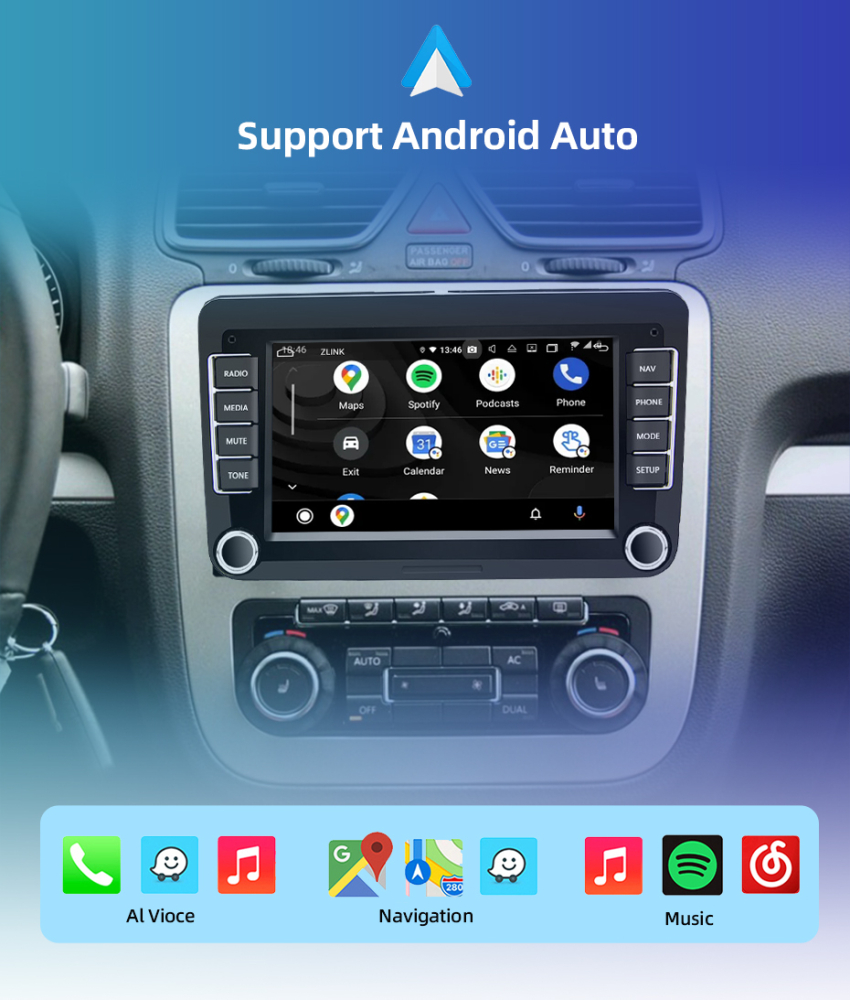 Navigatie JunSun Android, 4GBRAM, Carplay slot SIM, Display 7 inch, Carplay, 8 Core, pentru Passat B6,7, Eos, Tiguan, Golf 5,6, Skoda Octavia 2, Caddy, Sharan, Jetta Fabia, Superb, Seat Leon, Altea, T [6]
