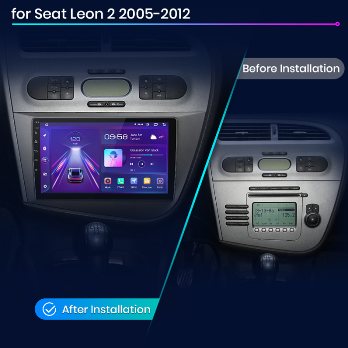 Navigatie JunSun, Android Carplay, slot SIM, 8core, Seat Leon 2009-2012, GPS, WIFI, Bluetooth [2]