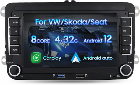 Volkswagen - Navigatie Android, 4gbRAM, Carplay slot SIM, Display 7 inch, Carplay, 8 Core, pentru Passat B6,7, Eos, Tiguan, Golf 5,6, Skoda Octavia 2, Caddy, Sharan, Jetta Fabia, Superb, Seat Leon, Altea, Toledo,
