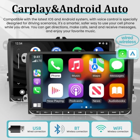 Navigatie Android, 4GB RAM, Carplay, GPS, Dedicata VW Passat B6, B7, Golf 5, 6, Jetta, Polo, Touran, WiFi, 2 x USB, Bluetooth [1]