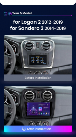 Navigatie Android, 4GB RAM, Ecran 9″, 64GB ROM, Carplay, Grile aer rotunde, compatibila Dacia Logan, Sandero, GPS, Wifi, Bluetooth [3]