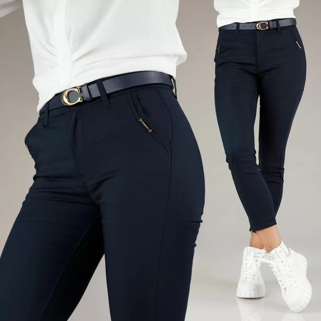 Pantaloni Femei - Pantaloni Casual Dama Chris Bleumarin