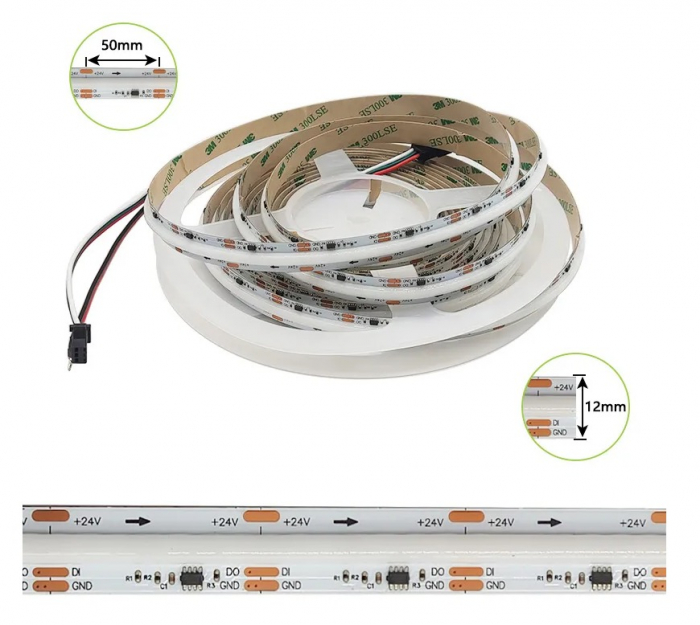 Banda LED Digitala 420LED COB • 24V • 10W • RGB WS2811 IC • IP66 • 10mm [4]