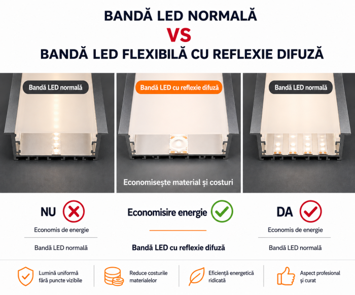 Banda LED Flex Difuza 60 LED/m • 24V • 24W • 6000K • 2400LM • IP20 • Ra90 • 12mm [5]