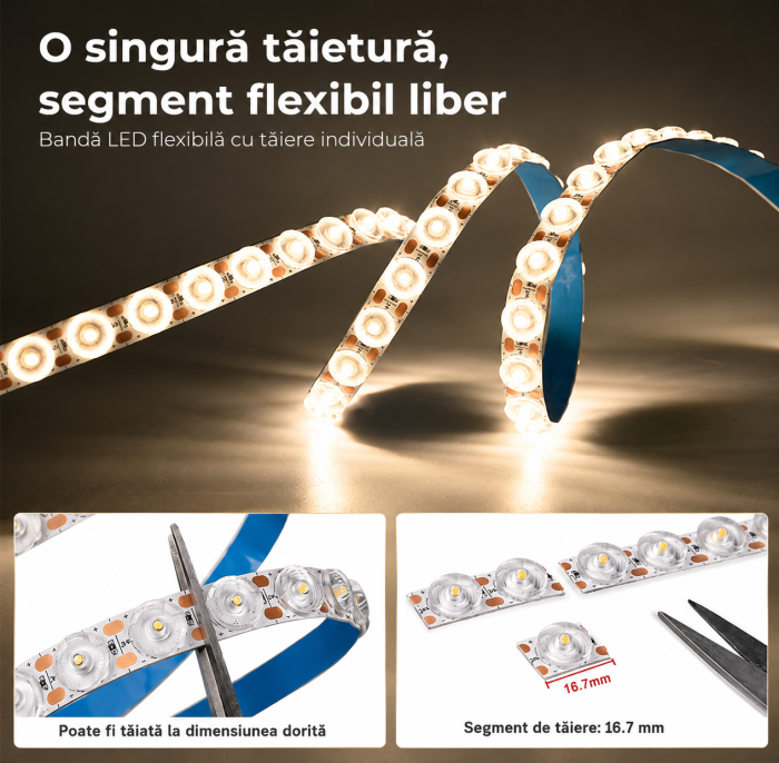 Banda LED Flex Difuza 60 LED/m • 24V • 24W • 4000K • 2300LM • IP20 • Ra90 • 12mm [4]