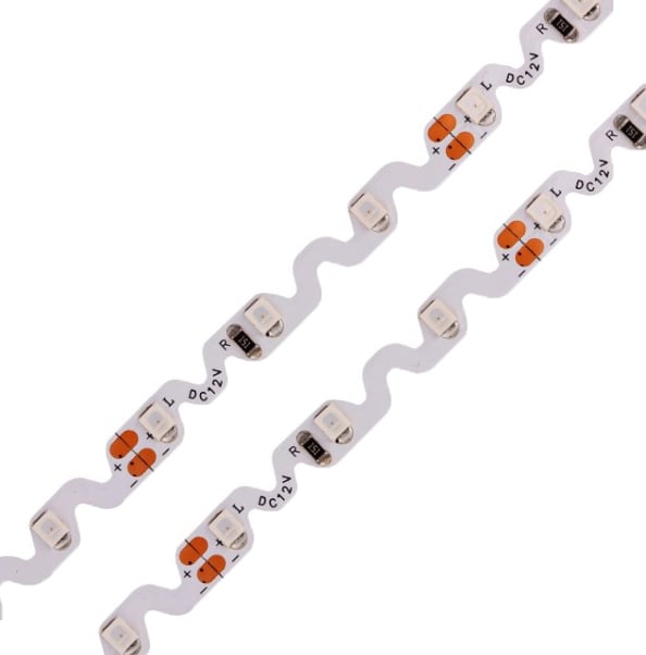 Banda LED zig-zag • 60 LED / m • 12V • 6W • Verde • IP20 • 520-525nm • 6mm [1]