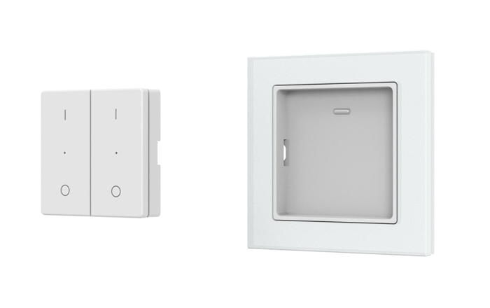 Panou RF cu Touch PB2(G), 2 Zone, Dimmer LED Monocrom, 2.4GHz, Ramă din Sticlă, Alb [2]