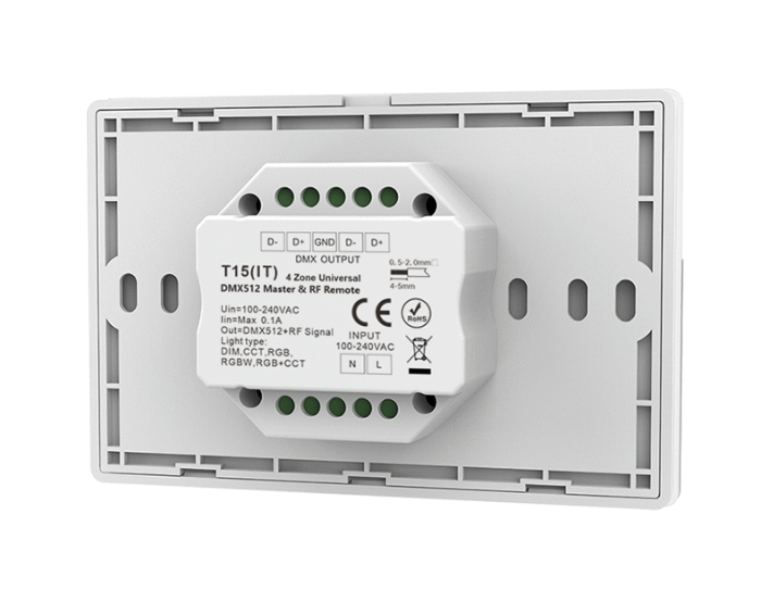 Panou Touch DMX512 & RF T15(IT), 4 Zone, RGB+CCT, RGBW, CCT, Monocrom, Alimentare 100-240V AC [2]