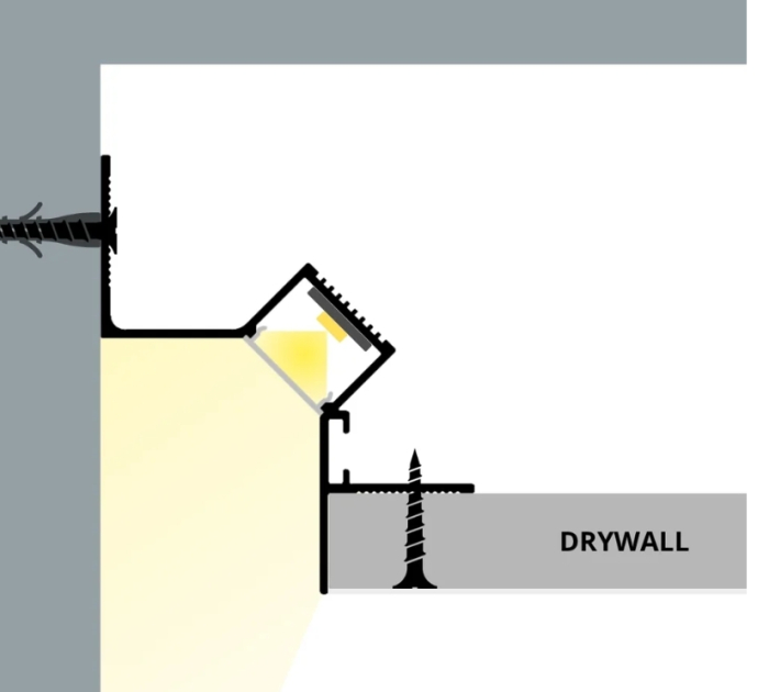 Profil LED de 2m negru WALL-GLOW 45 Dispersor Opal 2M [2]