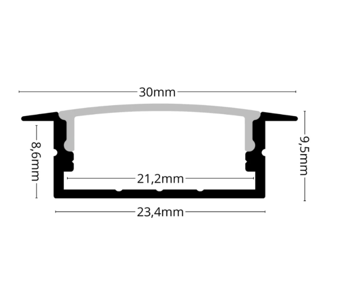 Profil LED Încastrat LP303 din Aluminiu, 2m + dispersor opal [2]