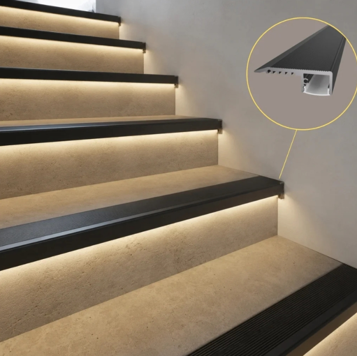 Profil LED pentru trepte STAIRS BLACK din aluminiu anodizat, negru, 2 m – dispersor opal [6]