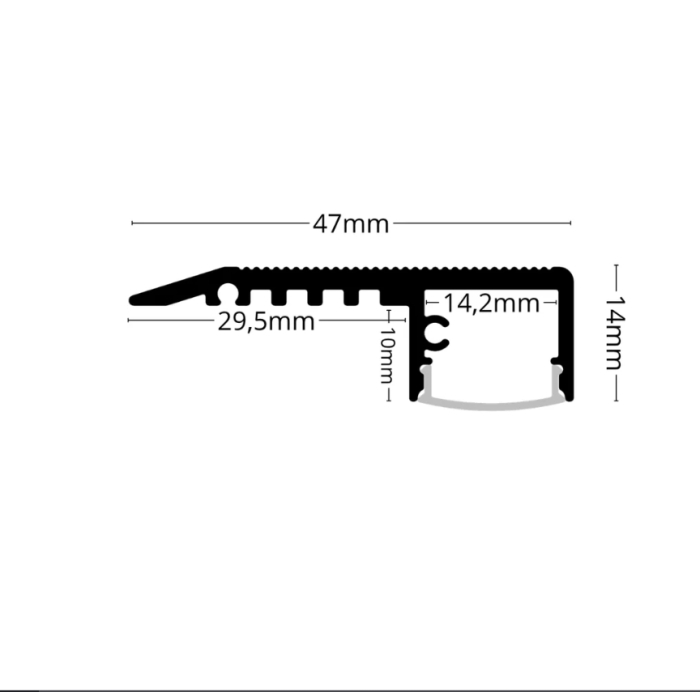 Profil LED pentru trepte STAIRS gri din aluminiu anodizat, negru, 2 m – dispersor opal [2]