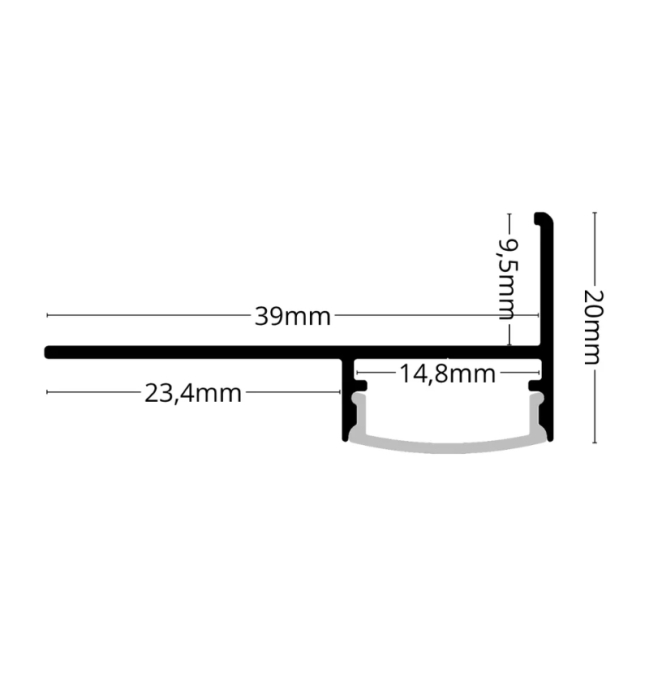 Profil LED pentru trepte TILE-EDGE BRONZE din aluminiu, 2 m – dispersor opal [2]