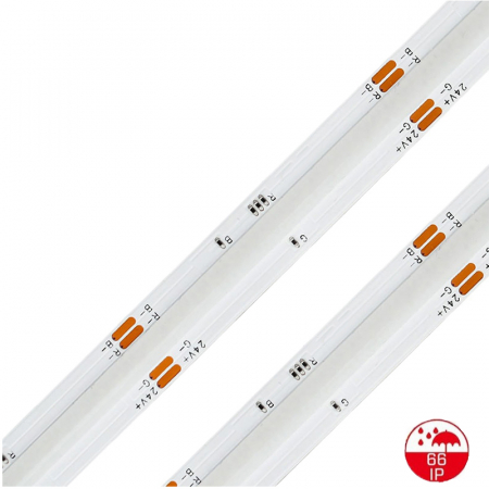 BANDA LED RGB - Banda LED COB 840LED/M • 24V • 15W • RGB • IP66 • 620lm • 10.3mm