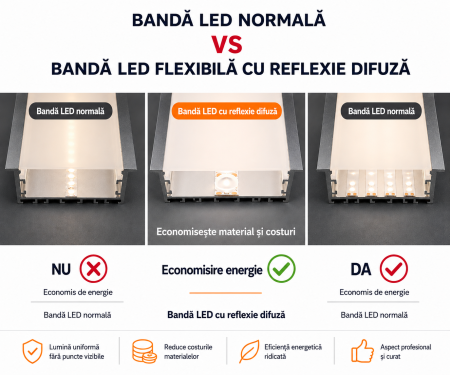 Banda LED Flex Difuza 60 LED/m • 24V • 24W • 3000K • 2200LM • IP20 • Ra90 • 12mm [4]