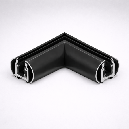 SINA MAGNETICA 5MM - Conector de colt negru 90° pentru sina magnetica suspendata circulara