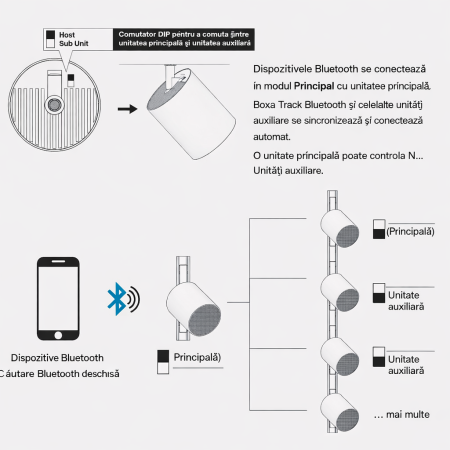 Difuzor Bluetooth pentru Sina Magnetica 24V – 10W | Sistem Audio Integrat în Tavan [2]