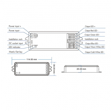 LED Controler 5in1 (WiFi) - Mono /CCT /RGB /RGB+CCT - 12-24V DC 15A - Alexa Tuya - WT5 [3]