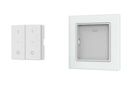 Panou RF cu Touch PB2(G), 2 Zone, Dimmer LED Monocrom, 2.4GHz, Ramă din Sticlă, Alb [1]