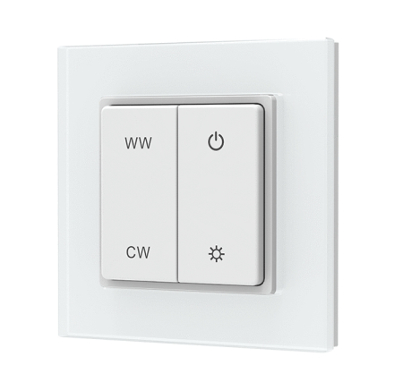 Sistem de control RF CCT - Panou RF cu Touch PF2(G), 1 Zonă CCT, Control Temperatură Culoare și Dimare, 2.4GHz, Ramă din Sticlă