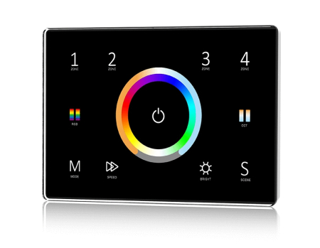 Seria DMX512 - Panou Touch DMX512 & RF T15(IT), 4 Zone, RGB+CCT, RGBW, CCT, Monocrom, Alimentare 100-240V AC