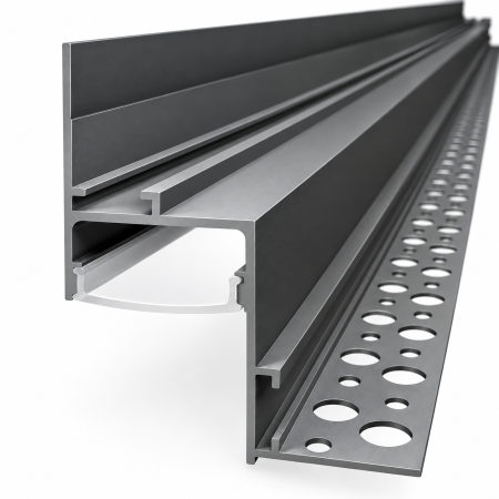 Profil LED SHADOW - Profil LED Aluminiu Gri Incastrabil SHADOW Dispersor Opal 2M