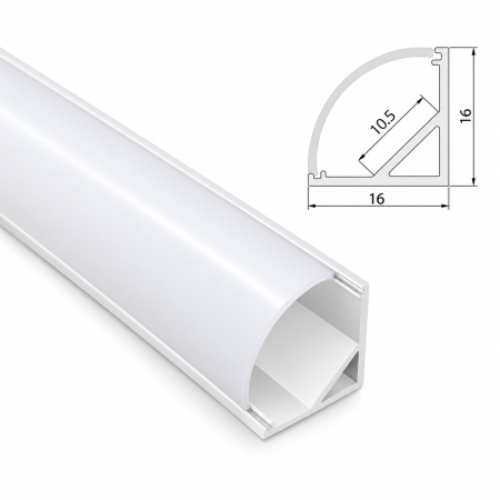 Profile LED de Colț - Profil LED de 2m Colt 2 Alb LP202W + dispersor opal