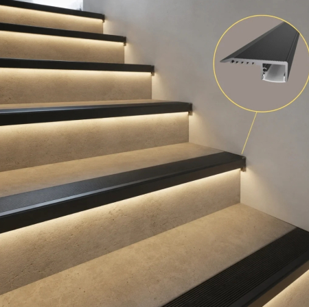 Profil LED pentru trepte STAIRS BLACK din aluminiu anodizat, negru, 2 m – dispersor opal [5]