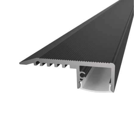 Profil LED pentru trepte - Profil LED pentru trepte STAIRS BLACK din aluminiu anodizat, negru, 2 m – dispersor opal
