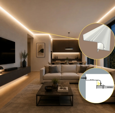 Profil LED WALL-GLOW MAXI din aluminiu, alb, 2 m – iluminare indirectă pentru tavan și perete [2]
