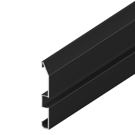 Profile LED pentru Plintă - Profile LED P16-1 Aluminiu Negru Dispersor Opal 2M