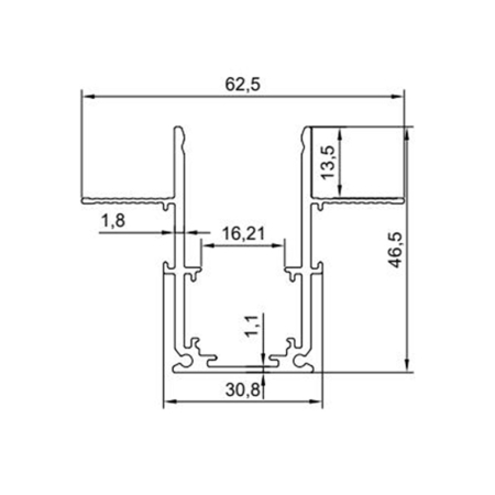 Sina magnetica incastrata negru mat 2M 48V DC [1]
