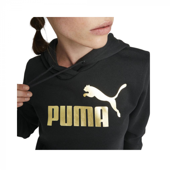 Ess+ Metallic Logo Hoodie Fl Puma Black- [3]