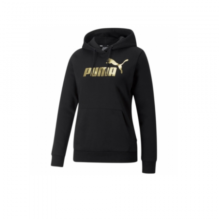 Femei - Ess+ Metallic Logo Hoodie Fl Puma Black- - 849958-01