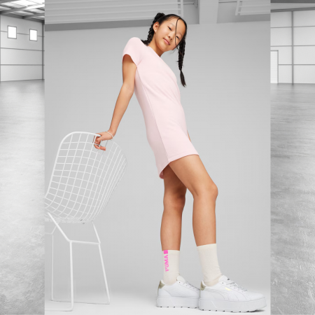 ESS+ Logo Dress TR G Whisp Of Pink Fete [1]