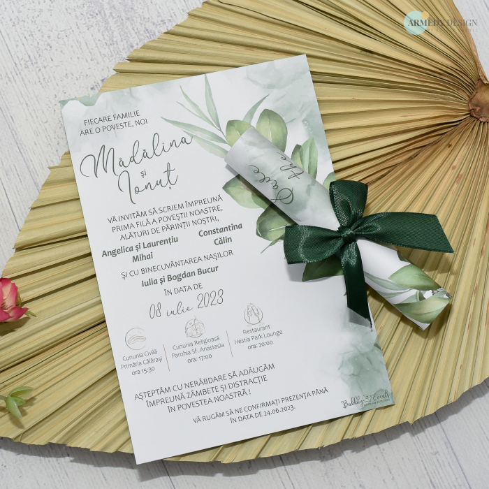 Invitatie nunta EUCALIPT, cu funda - cod: N141 [3]