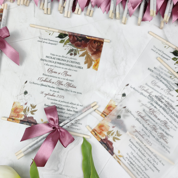 Invitatie nunta TOAMNA - cu betisoare din lemn -cod: N156 [2]