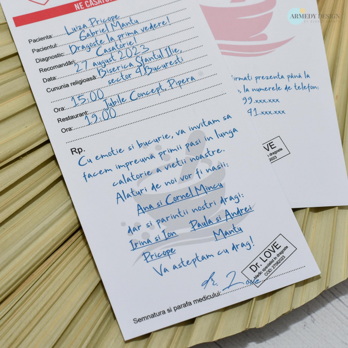 Invitatie nunta RETETA DOCTOR, - cod: N124 [3]