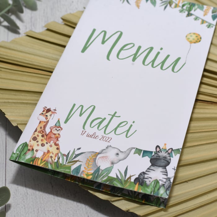 Meniu botez, SAFARI - ANIMALUTE,  baietel, cod: MB 104 [2]