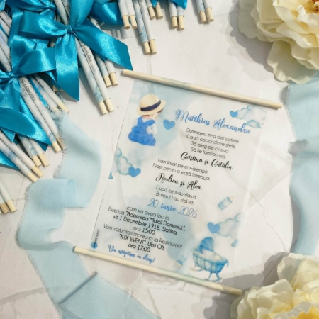 Invitatii Botez Baietel - Invitatie botez Baby Boy - cod: B124